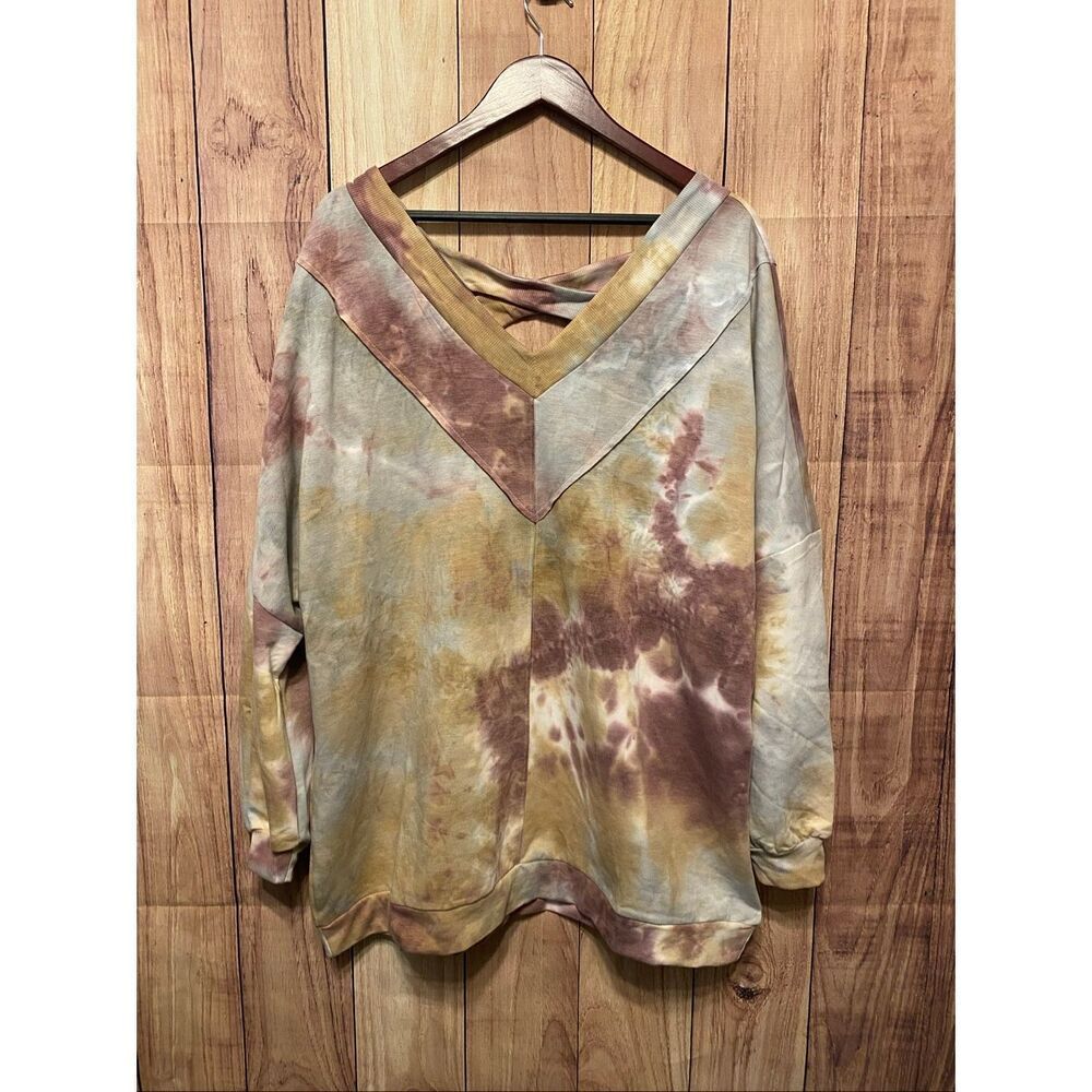 The sweatshirt project XL tie dye sweater top criss cross back oversized